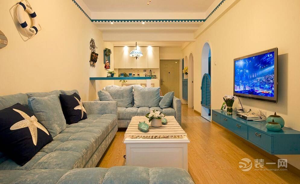 90平米小户型装修实景图 舒适清新地中海风格设计